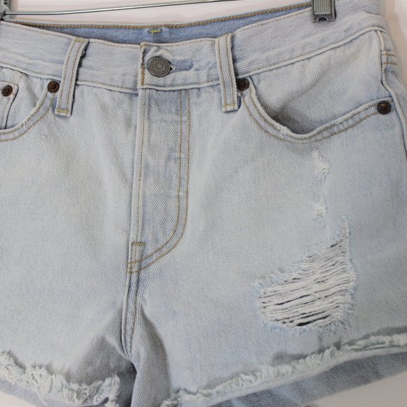 LEVIS Button Fly Cut Off Jean Shorts Distressed 26 - Picture 4 of 11